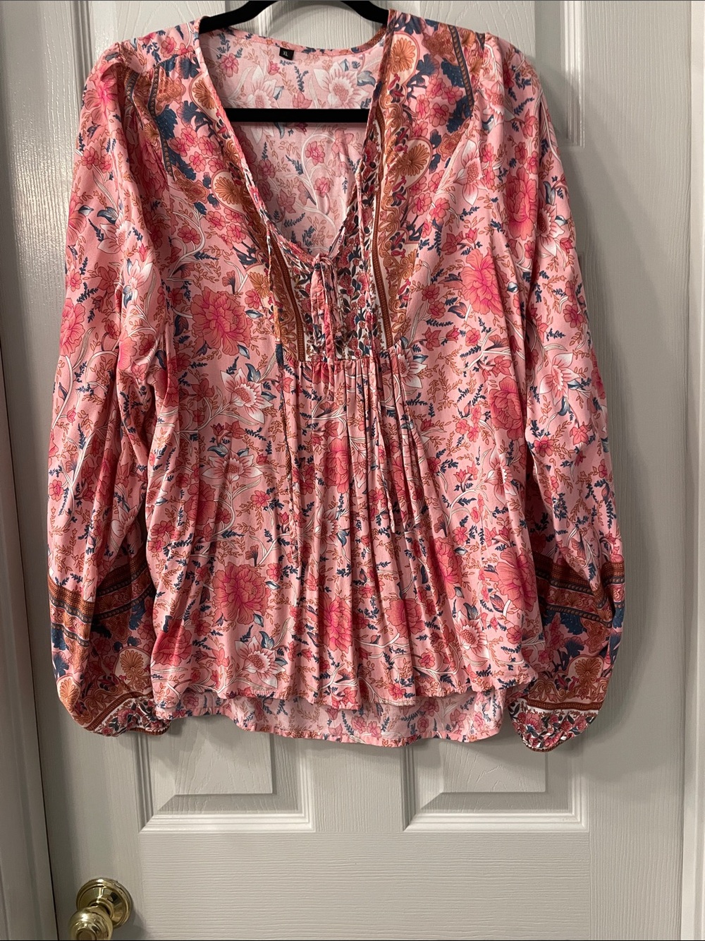 Boho Floral Peasant Blouse - Pink Floral